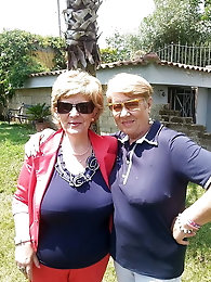 Mature m-i-l-f-s are taking off their underwear for a photoshoot