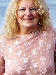 Granny in Hot Pink and Grey Pantyhose Pt 2