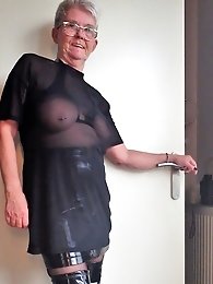 Filthy woman captured in explicit poses in a gallery